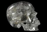 Carved, Grey Smoky Quartz Crystal Skull #116428-4